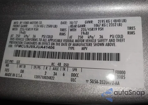 2018 Ford Escape Titanium from USA, damaged, VIN 1FMCU9J9XJUA41406